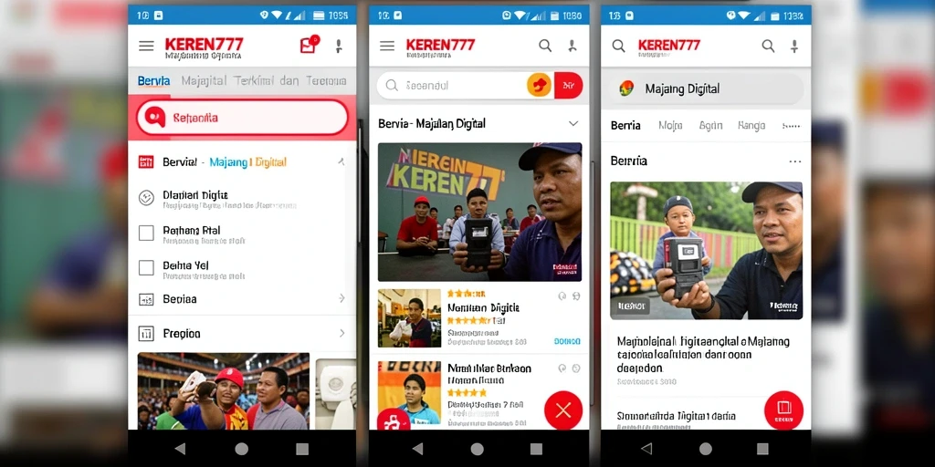 Tampilan antarmuka aplikasi KEREN777 yang menarik dan informatif.