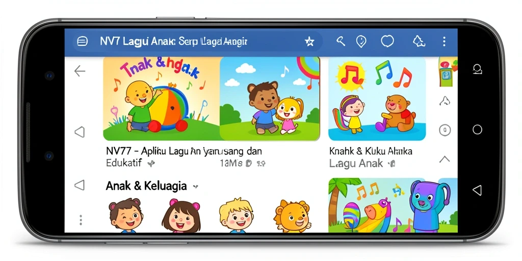 Antarmuka NV77 menampilkan berbagai lagu anak yang ceria dan mendidik.