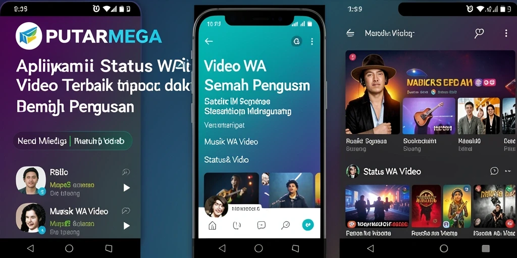 Antarmuka PUTARMEGA dengan pilihan status video menarik.