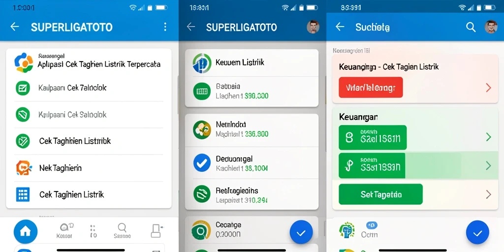 Antarmuka aplikasi SUPERLIGATOTO untuk cek tagihan listrik.